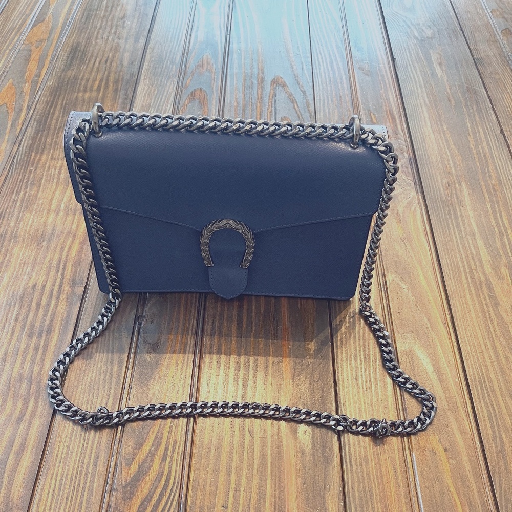 Genuine Italian Leather Chain Shoulder Crossbody Bag EC